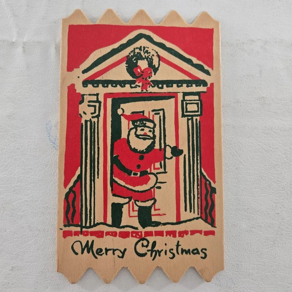 Merry Christmas Season's Greetings Wood Postcards Lot Of 5 New ATTCO-227 Holiday